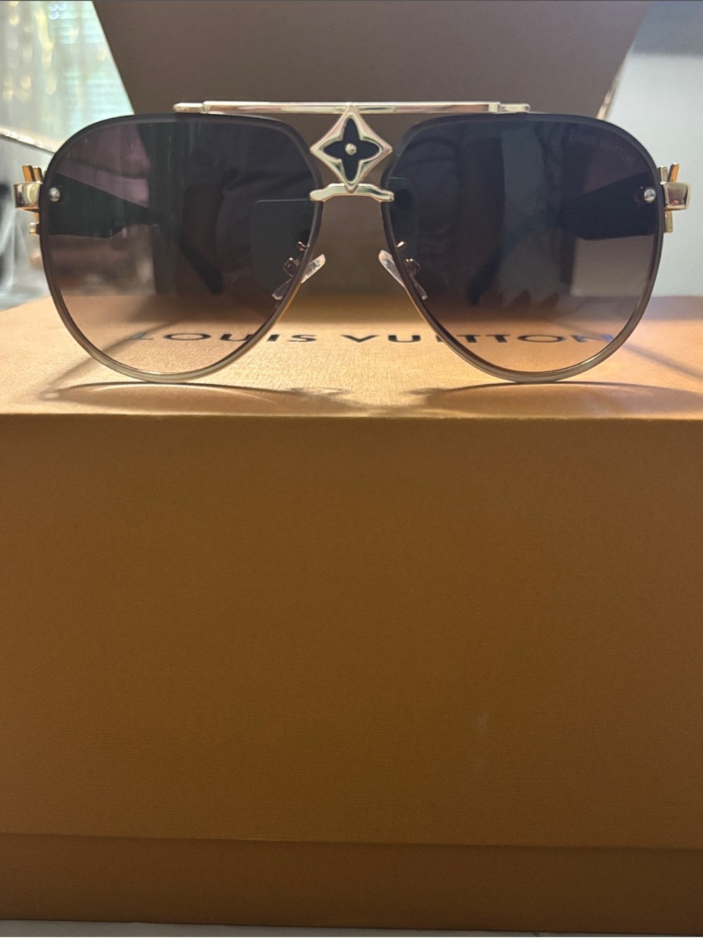 Louis Vuitton Gold Frame Sunglasses with Black Gradient Lenses